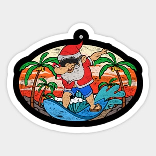 Hawaii Tropical Summer Dabbing Santa Surfing Retro Christmas In July Sticker